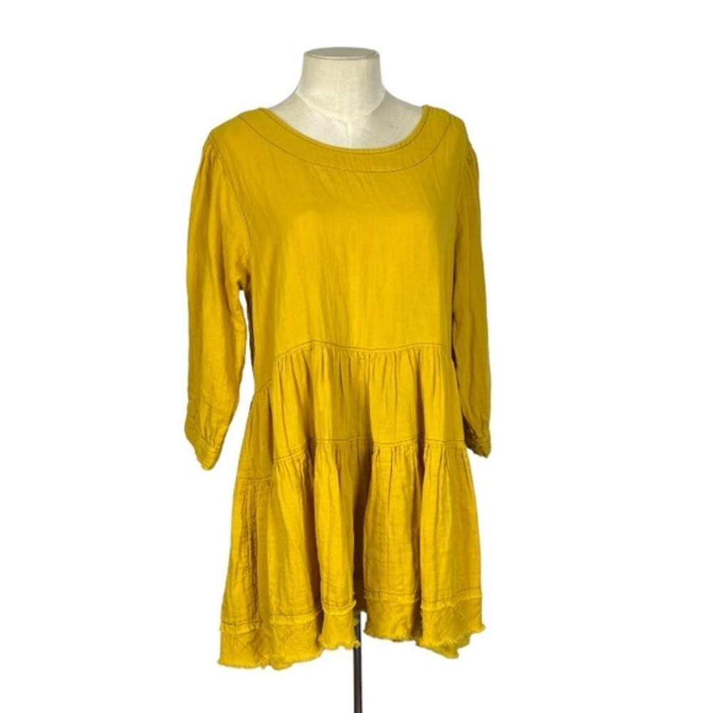 Soft Surroundings tiered babydoll tunic Size L Lagenlook sunflower yellow